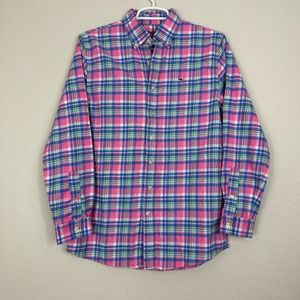 Vineyard Vines Boys Cape Haze Plaid Flannel Whale Shirt L